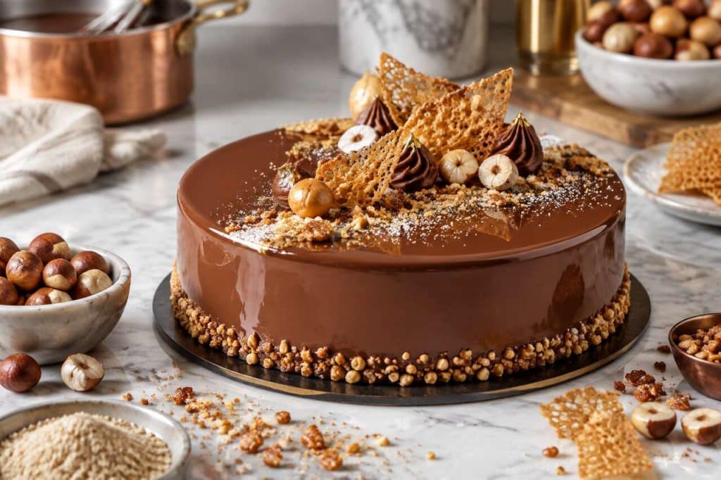 Recette d'entremets au chocolat au lait et noisettes