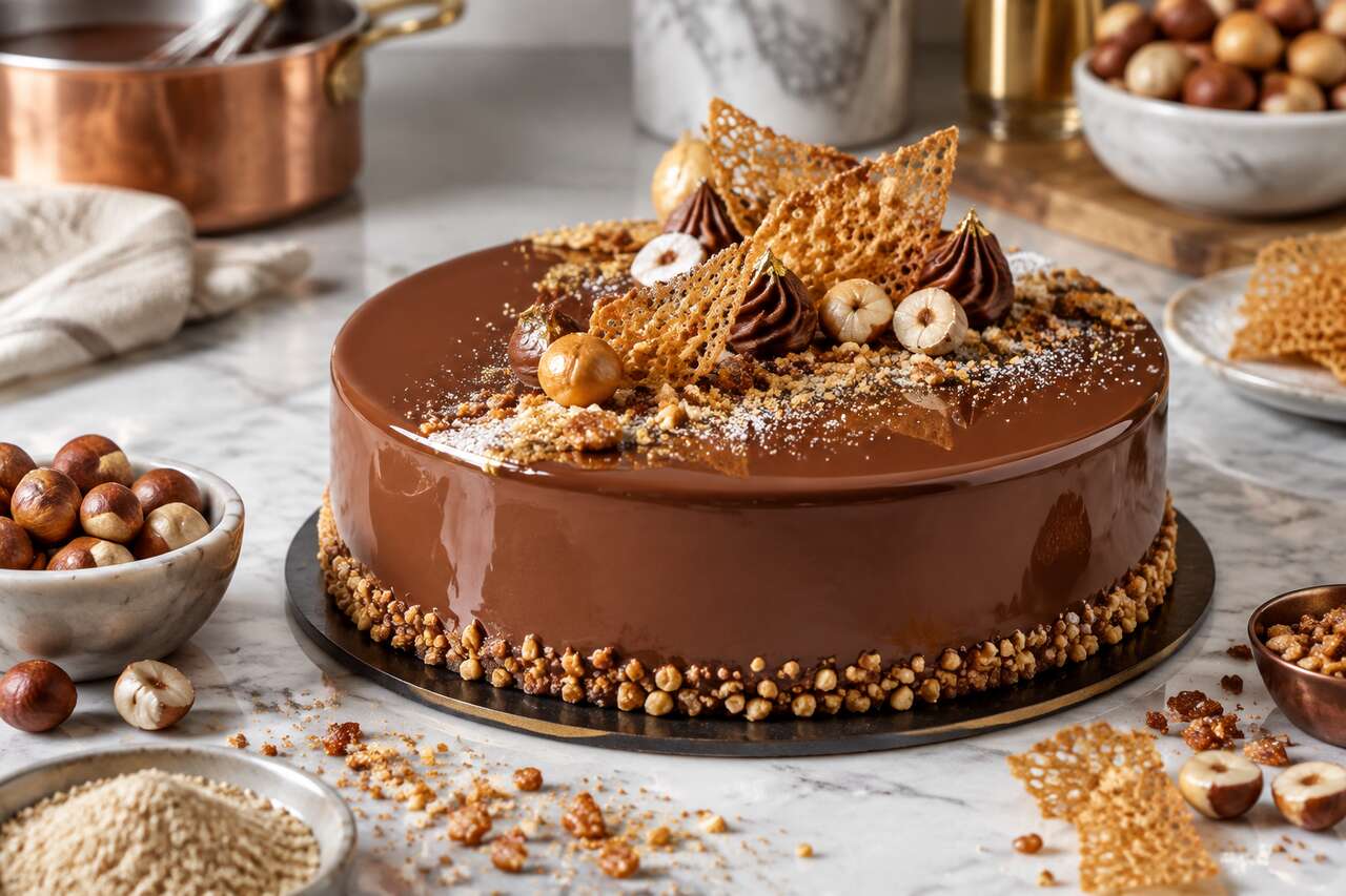 Recette d'entremets au chocolat au lait et noisettes