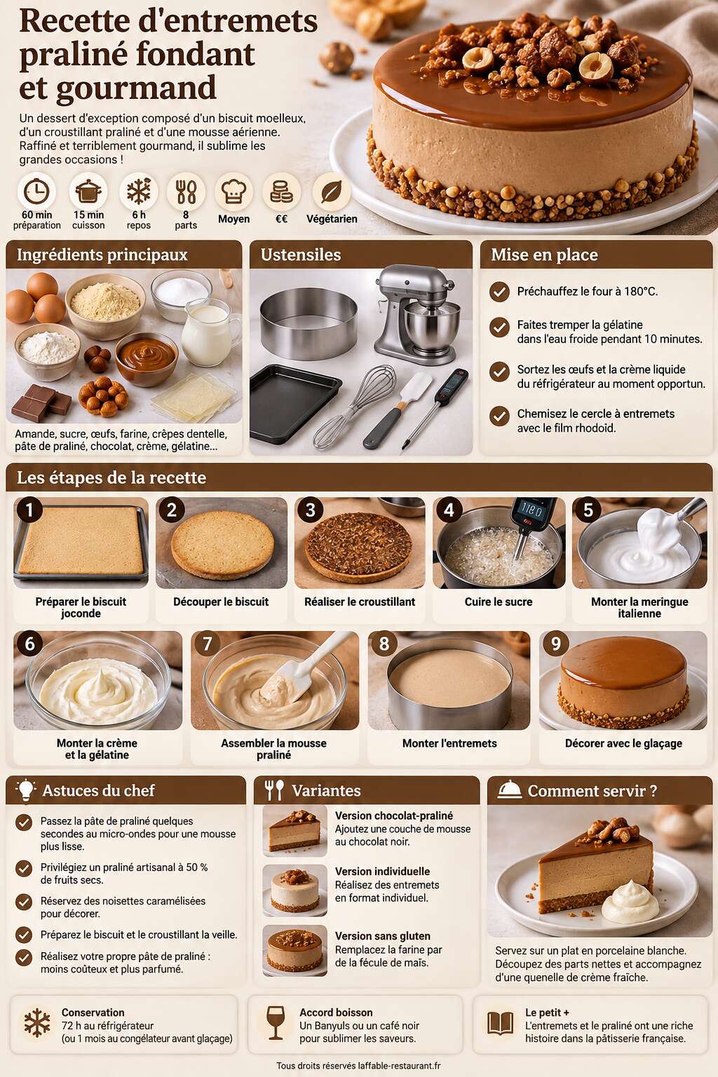 Fiche recette Recette d'entremets praliné fondant et gourmand Fiche recette Recette d'entremets praliné fondant et gourmand
