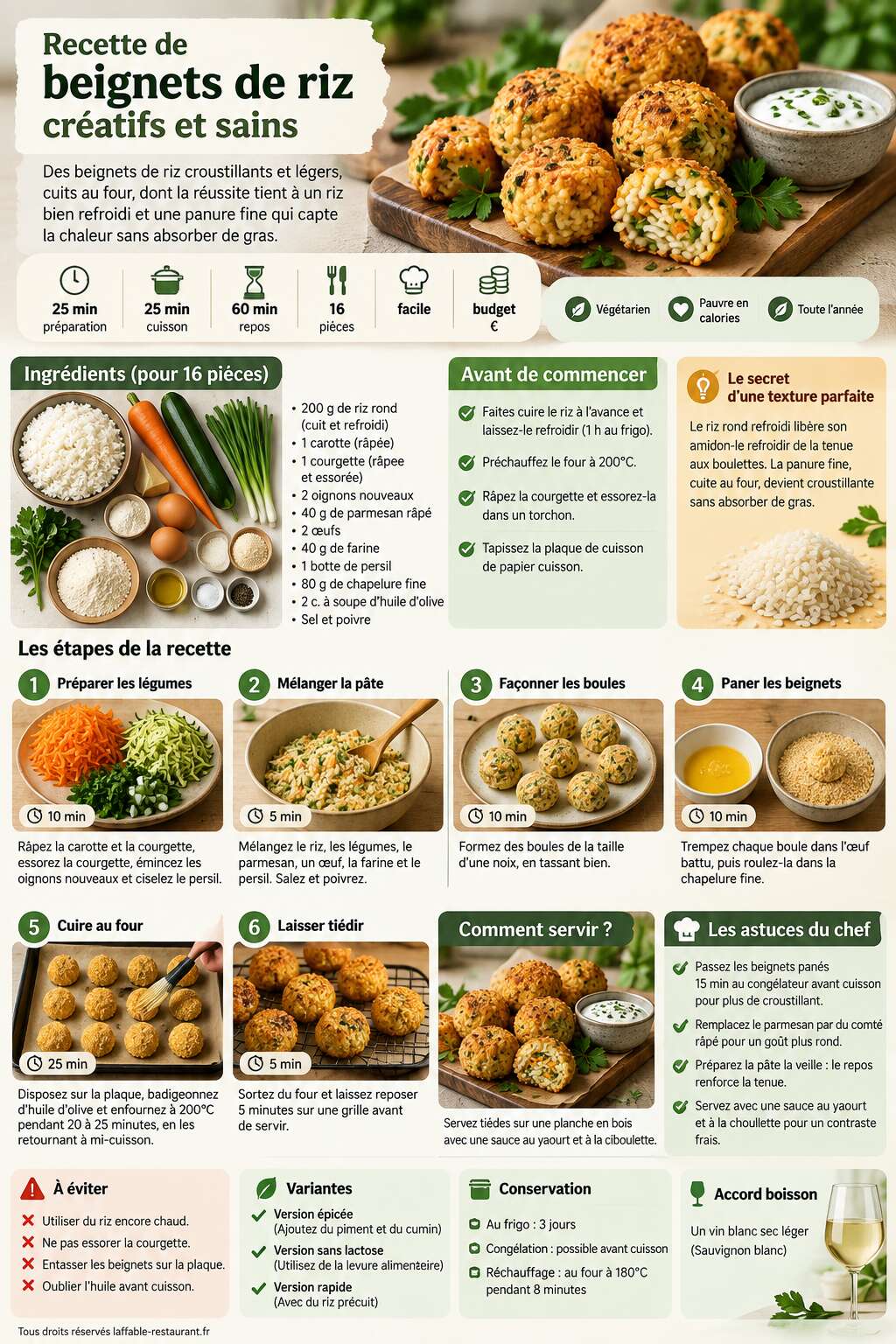 Fiche recette Recette de beignets de riz créatifs et sains Fiche recette Recette de beignets de riz créatifs et sains