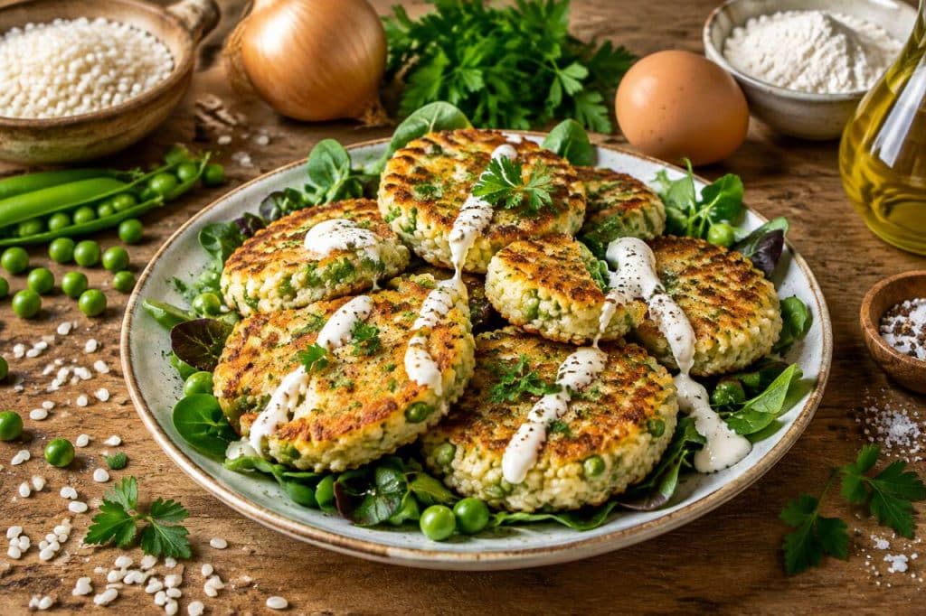 Galettes de riz et petits pois maison
