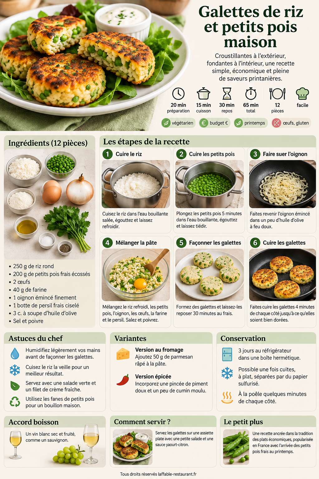 Fiche recette Galettes de riz et petits pois maison Fiche recette Galettes de riz et petits pois maison