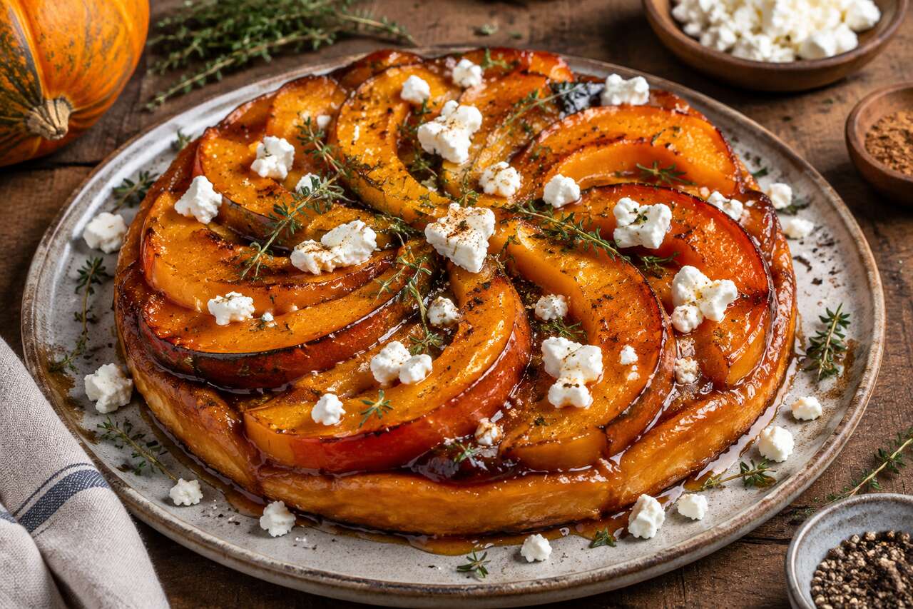 Tarte tatin de potimarron à la feta