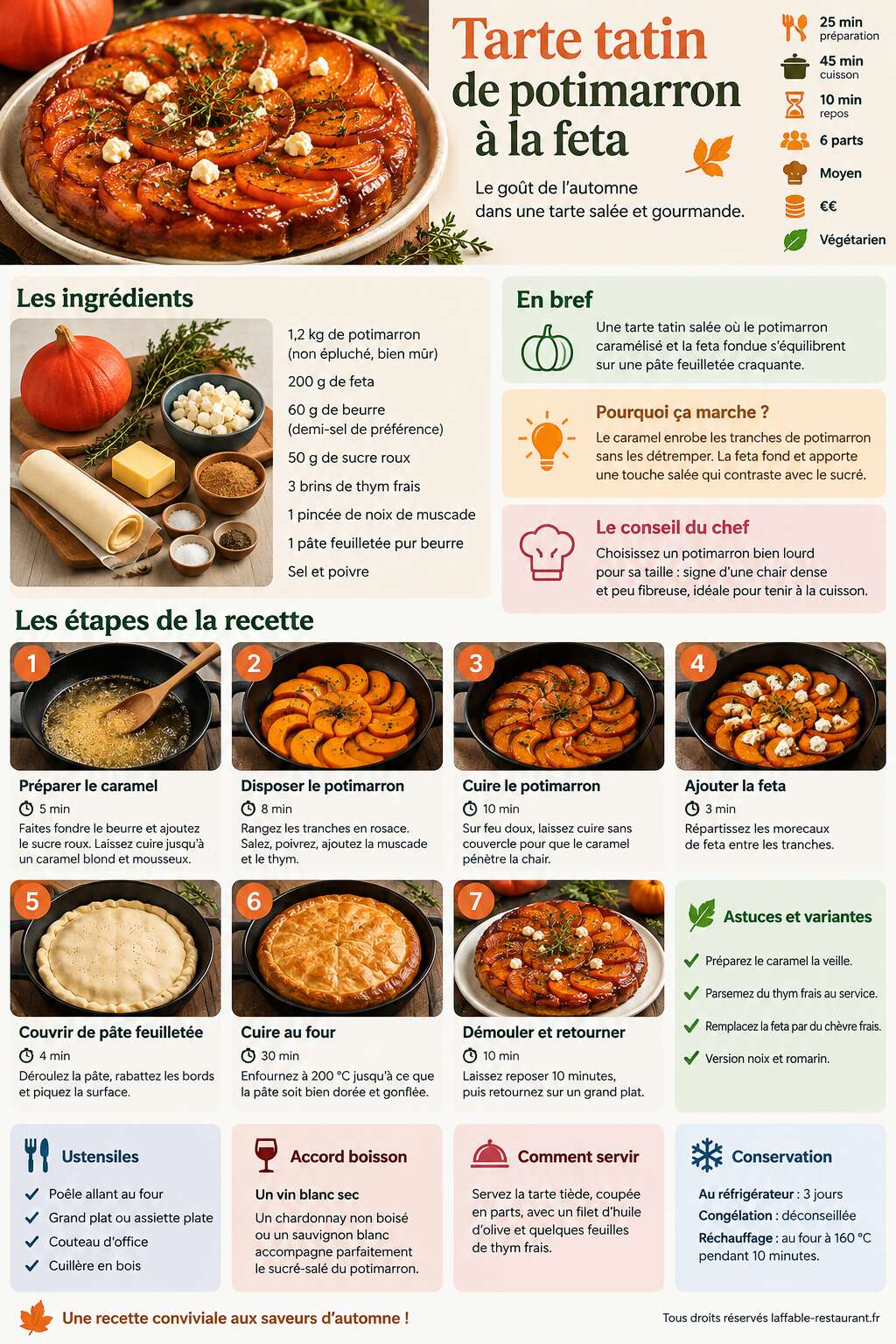 Fiche recette Tarte tatin de potimarron &agrave; la feta