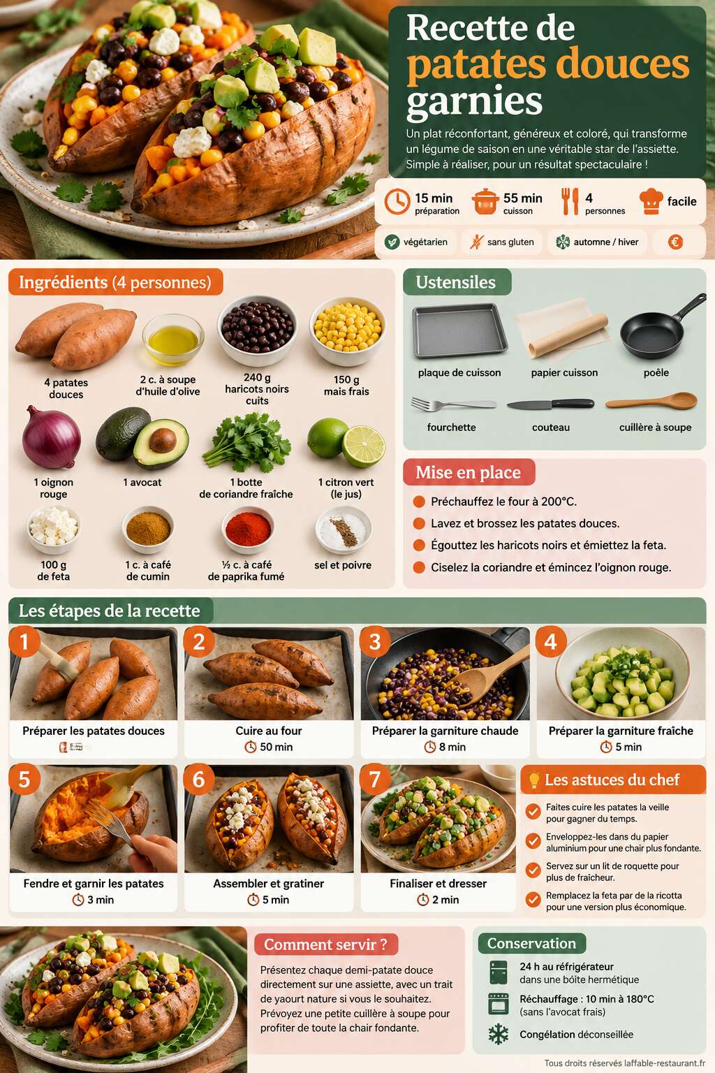 Fiche recette Recette de patates douces garnies Fiche recette Recette de patates douces garnies