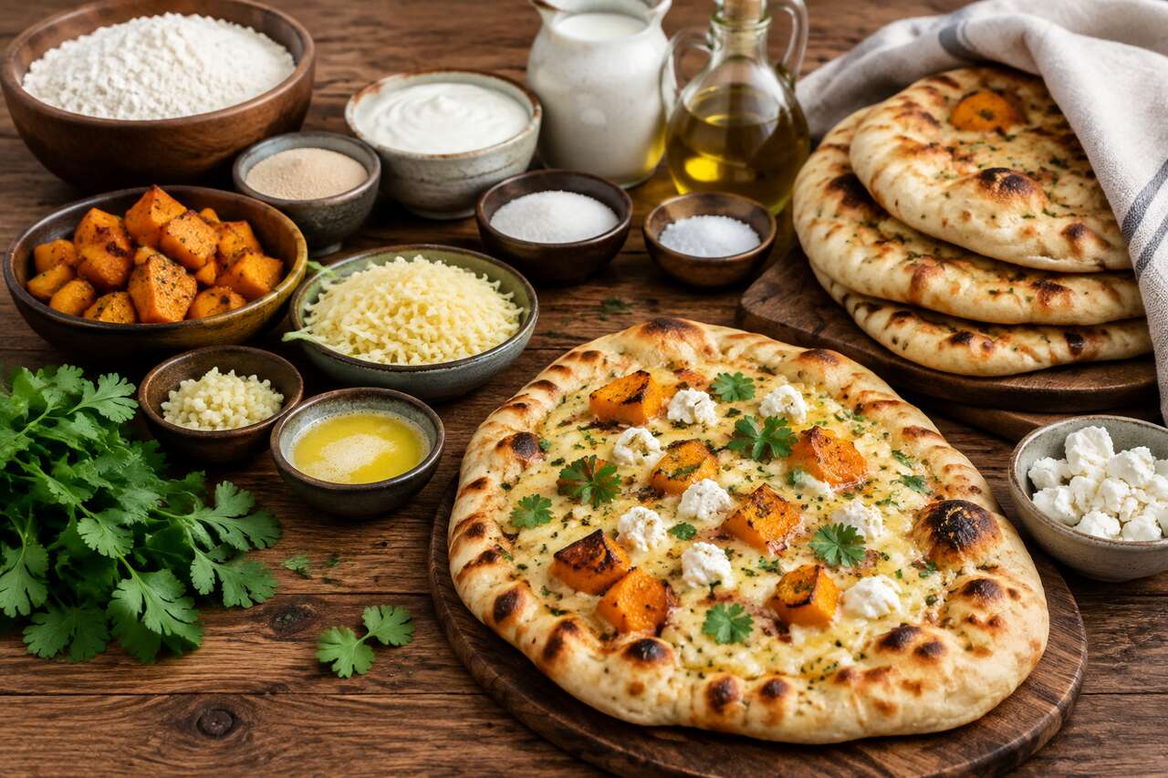 Naans au potimarron et fromage : recette savoureuse
