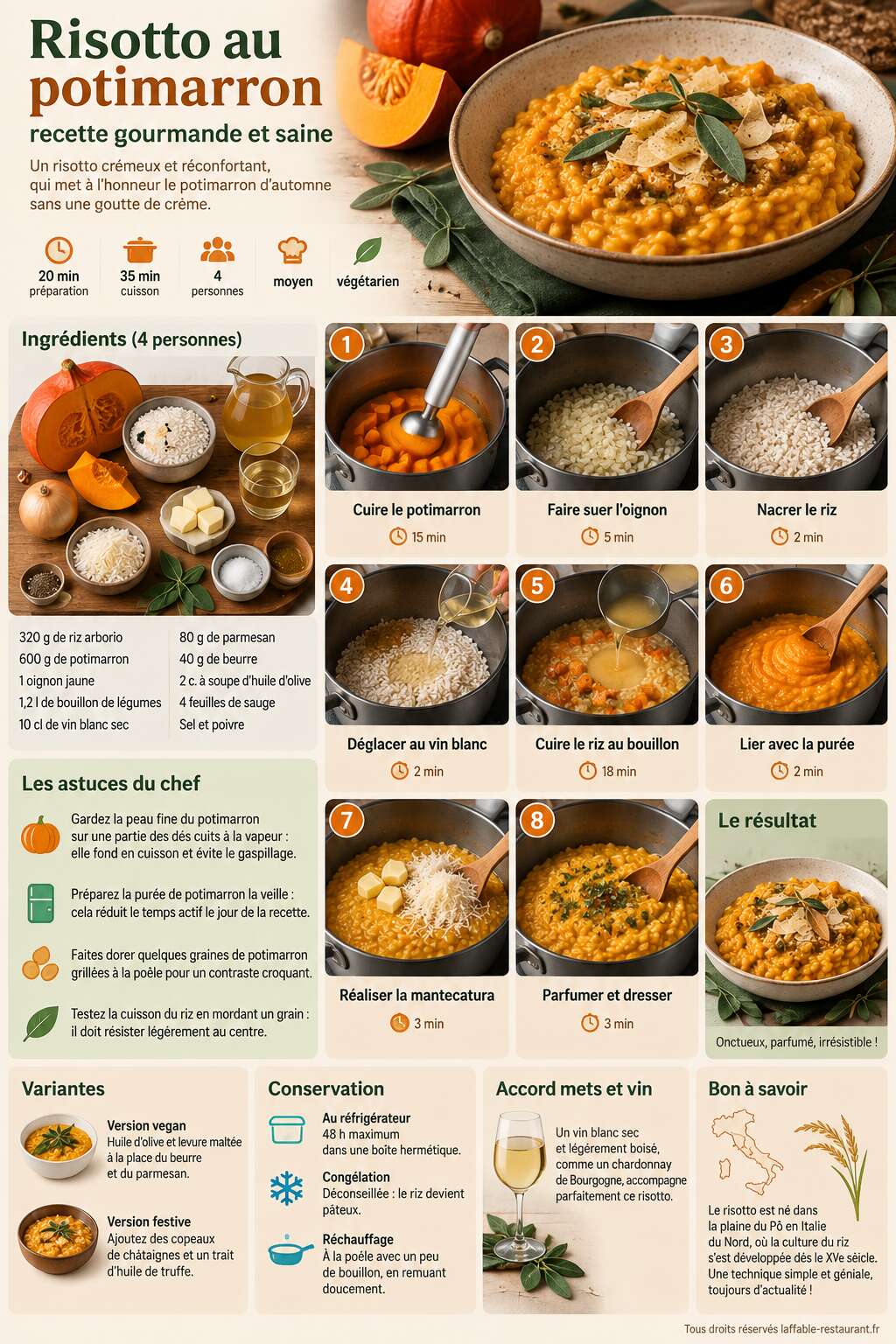 Fiche recette Risotto au potimarron : recette gourmande et saine Fiche recette Risotto au potimarron : recette gourmande et saine