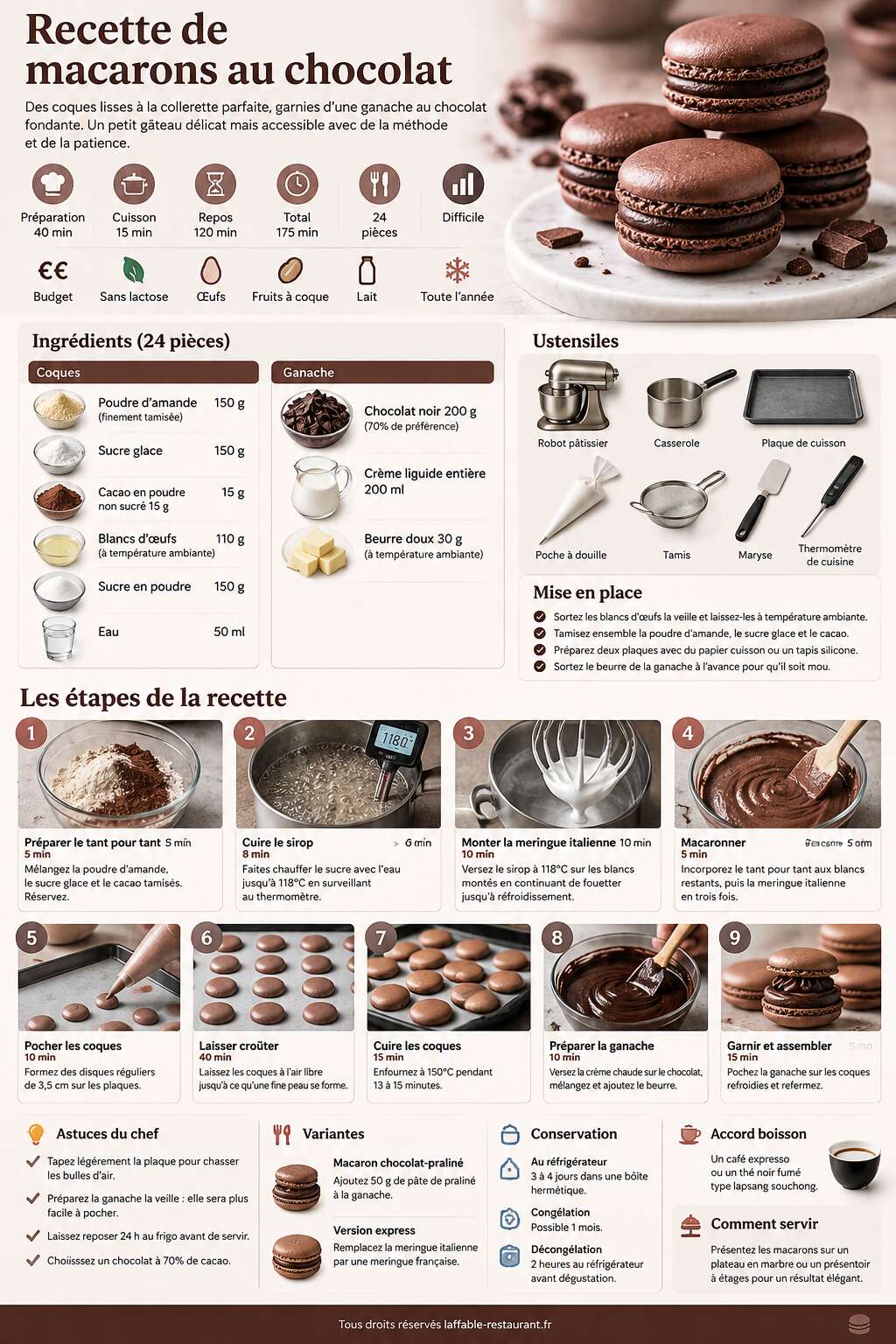 Fiche recette Recette de macarons au chocolat Fiche recette Recette de macarons au chocolat