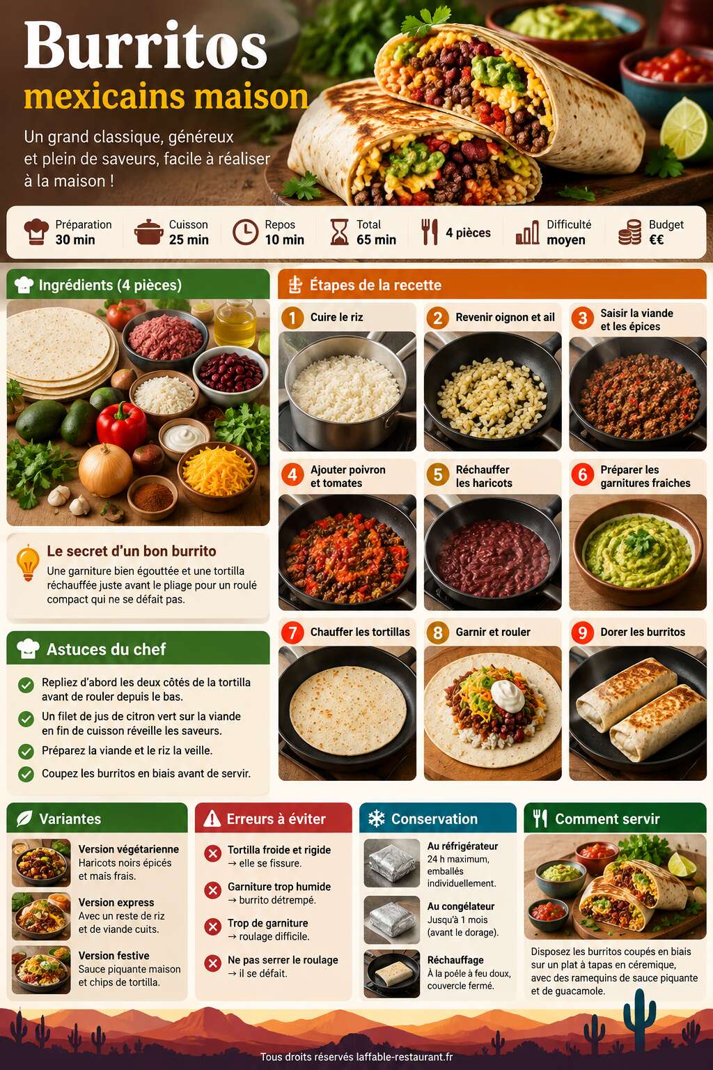 Fiche recette Recette de burritos mexicains maison Fiche recette Recette de burritos mexicains maison