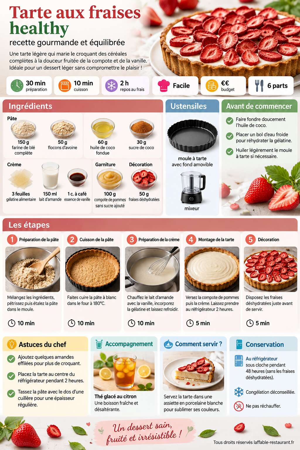 Fiche recette Tarte aux fraises healthy : recette gourmande et &eacute;quilibr&eacute;e