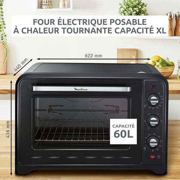 Découvrez notre test détaillé du four électrique Moulinex Optimo 60 L avec ses 7 modes de cuisson et tournebroche. Performances, prix et avis client pour bien choisir votre four.