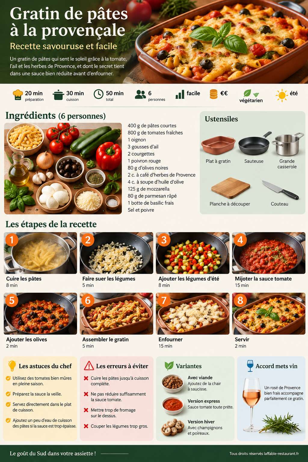 Fiche recette Gratin de pâtes à la provençale : recette savoureuse et facile Fiche recette Gratin de pâtes à la provençale : recette savoureuse et facile