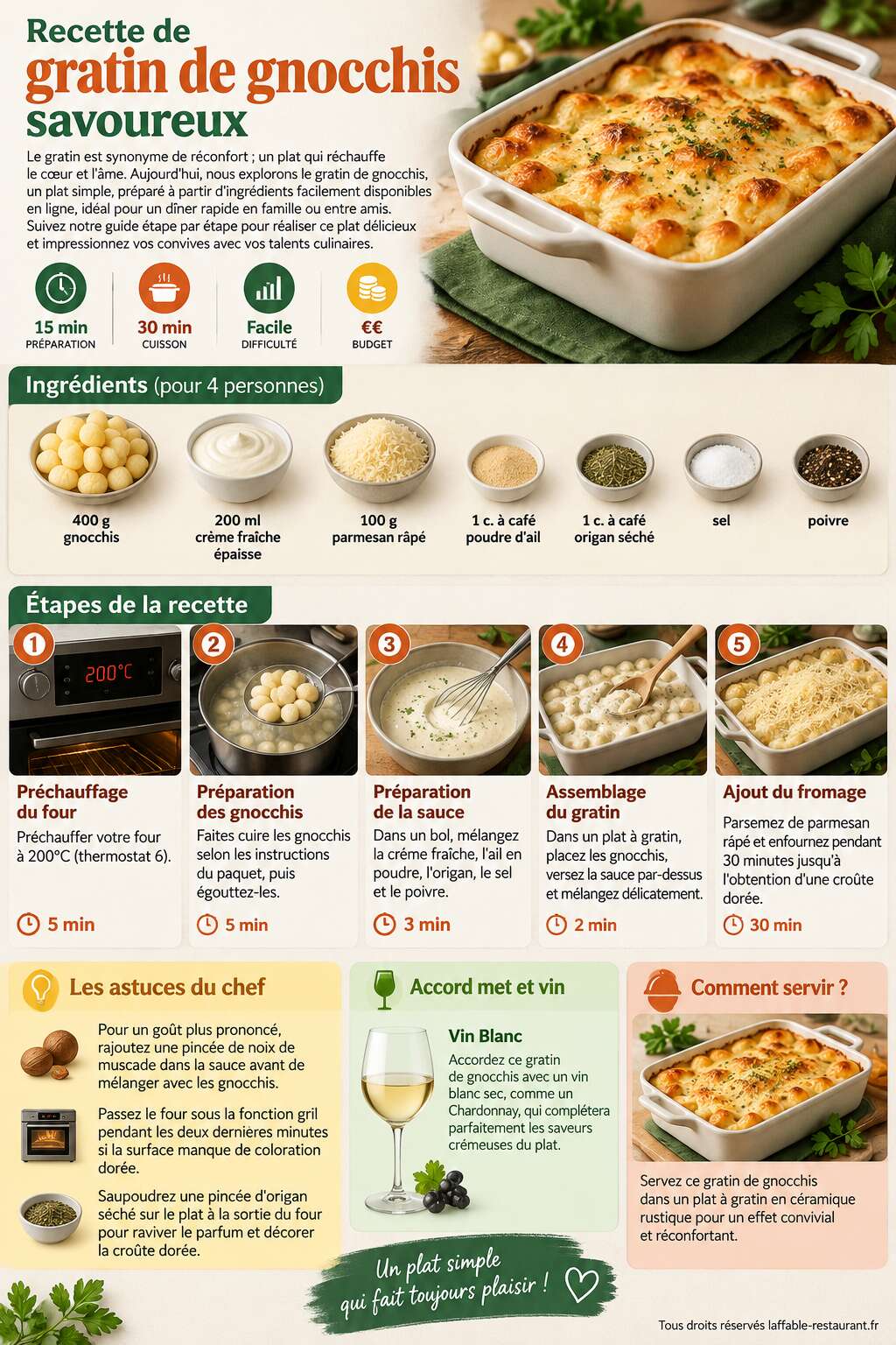 Fiche recette Recette de gratin de gnocchis savoureux Fiche recette Recette de gratin de gnocchis savoureux