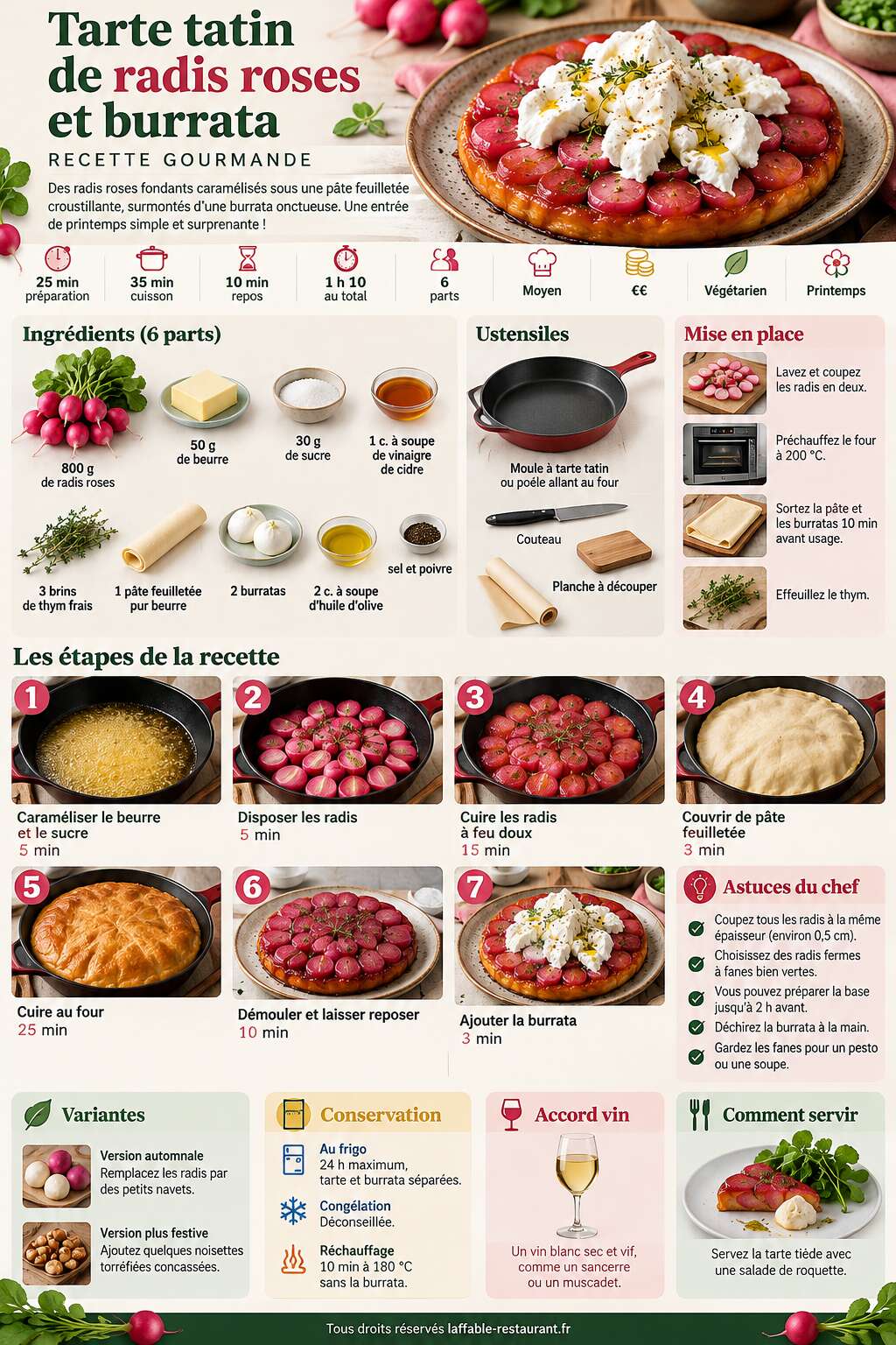 Fiche recette Tarte tatin de radis roses et burrata : recette gourmande Fiche recette Tarte tatin de radis roses et burrata : recette gourmande
