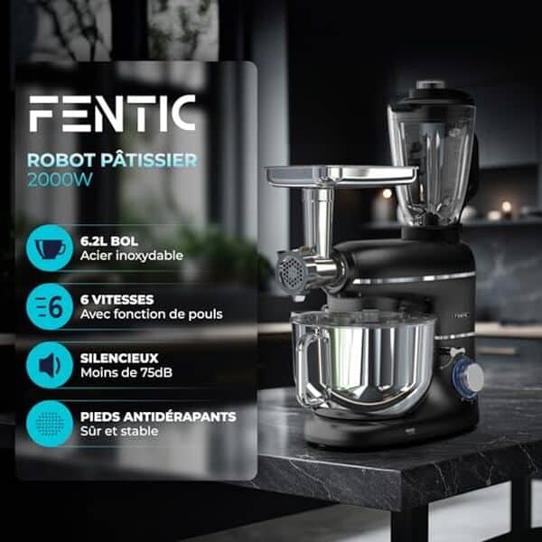 Découvrez notre test détaillé du robot pâtissier Fentic 6 en 1 de 2000W : performances, fonctionnalités et avis pour bien choisir votre appareil.