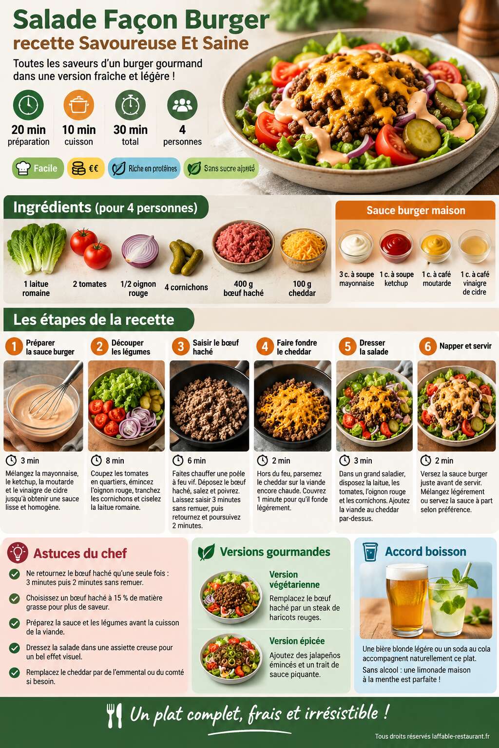 Fiche recette Salade Façon Burger : recette Savoureuse Et Saine Fiche recette Salade Façon Burger : recette Savoureuse Et Saine