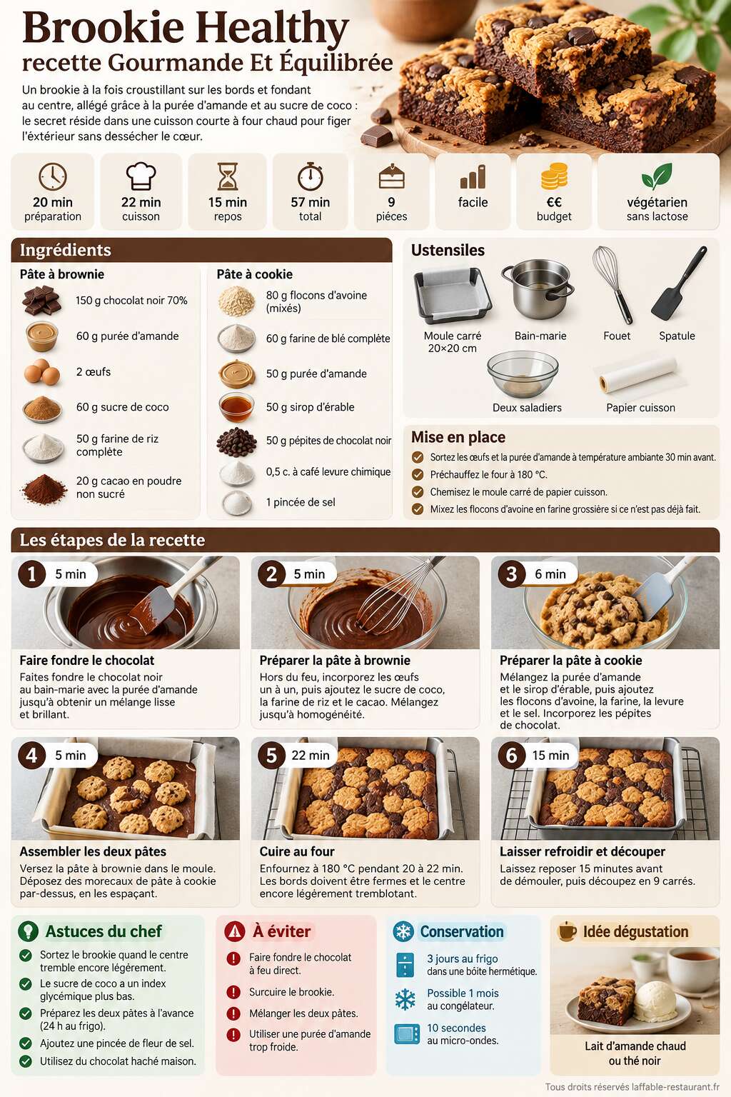 Fiche recette Brookie Healthy : recette Gourmande Et Équilibrée Fiche recette Brookie Healthy : recette Gourmande Et Équilibrée