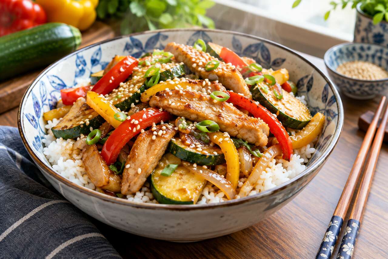 Wok poulet courgette poivron : recette savoureuse et facile
