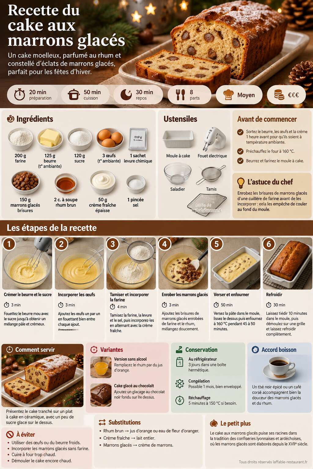 Fiche recette Recette du cake aux marrons glac&eacute;s