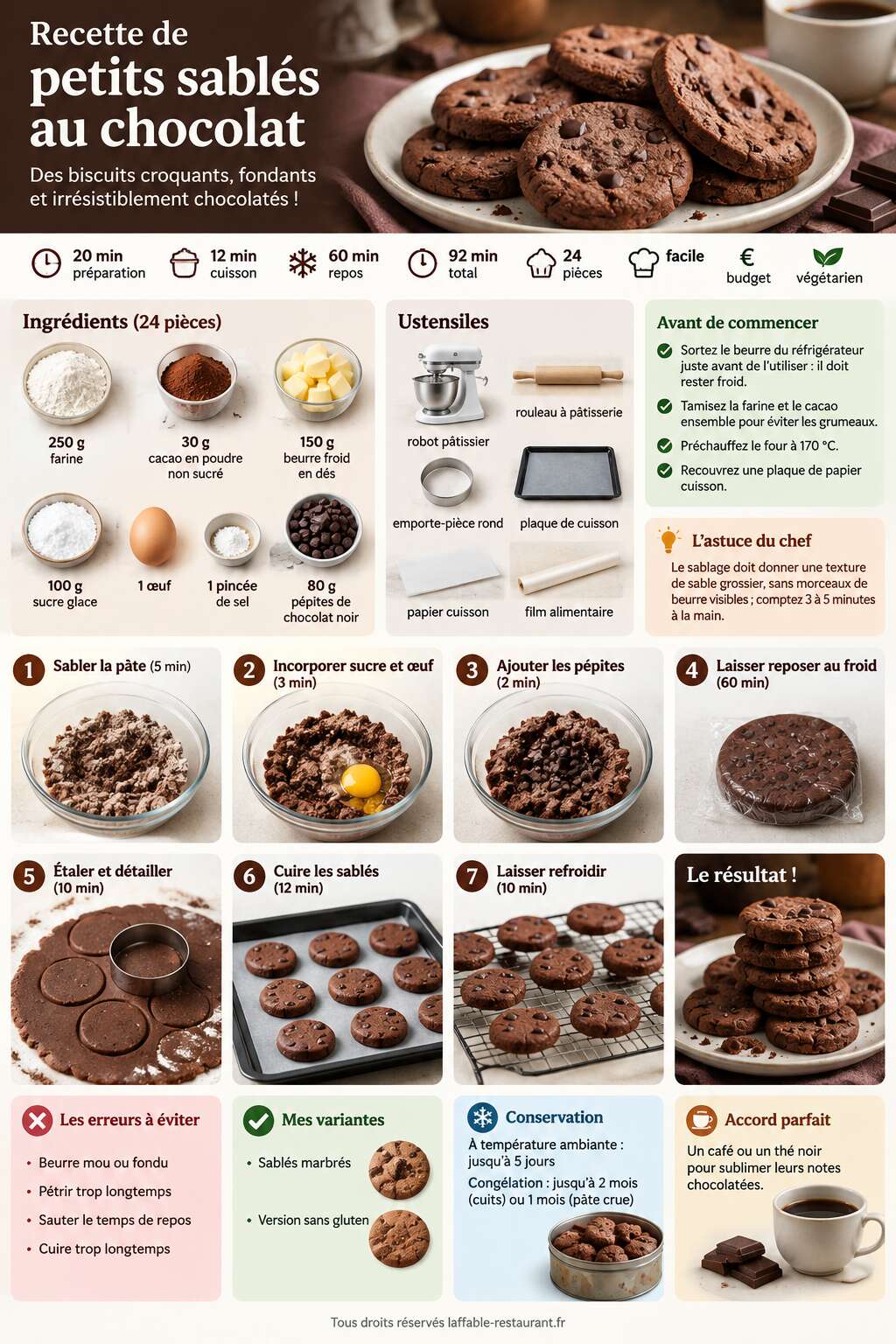 Fiche recette Recette de petits sablés au chocolat Fiche recette Recette de petits sablés au chocolat