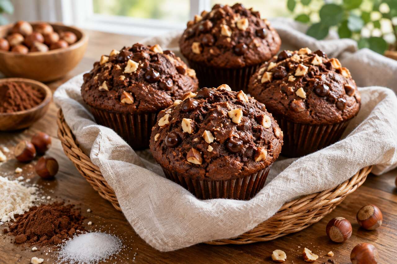 Recette de muffins au chocolat et aux noisettes