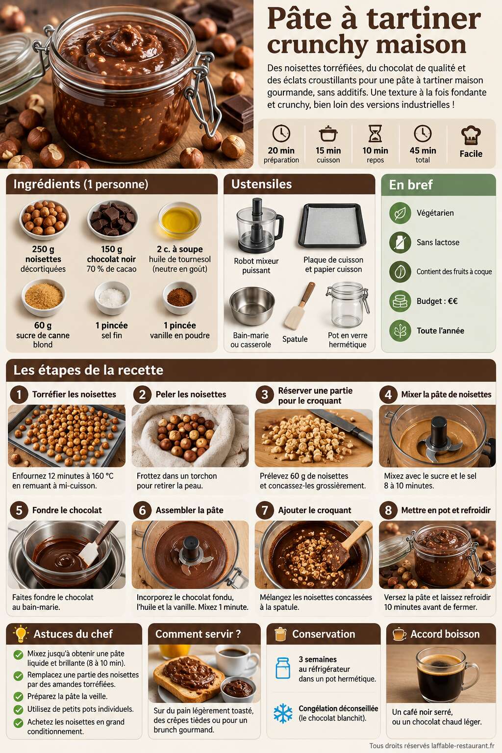 Fiche recette Recette : pâte à tartiner crunchy maison Fiche recette Recette : pâte à tartiner crunchy maison