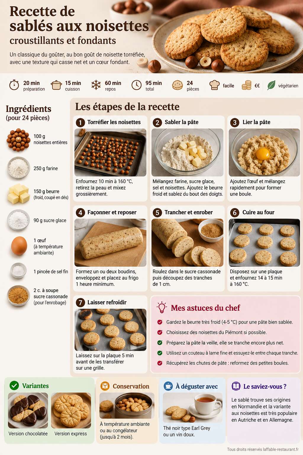 Fiche recette Recette de sablés aux noisettes croustillants et fondants Fiche recette Recette de sablés aux noisettes croustillants et fondants