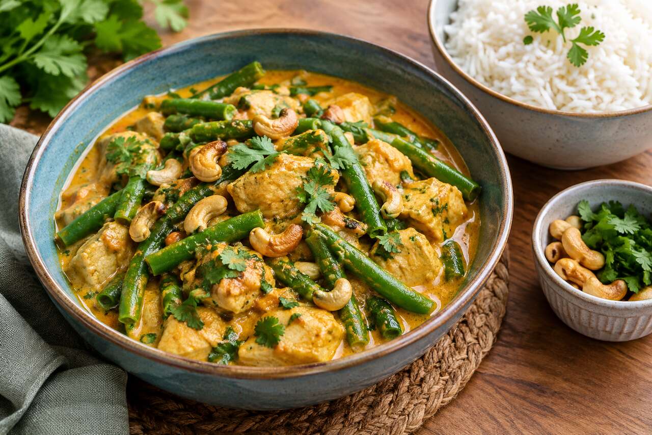 Curry de poulet aux haricots et cajou : recette savoureuse
