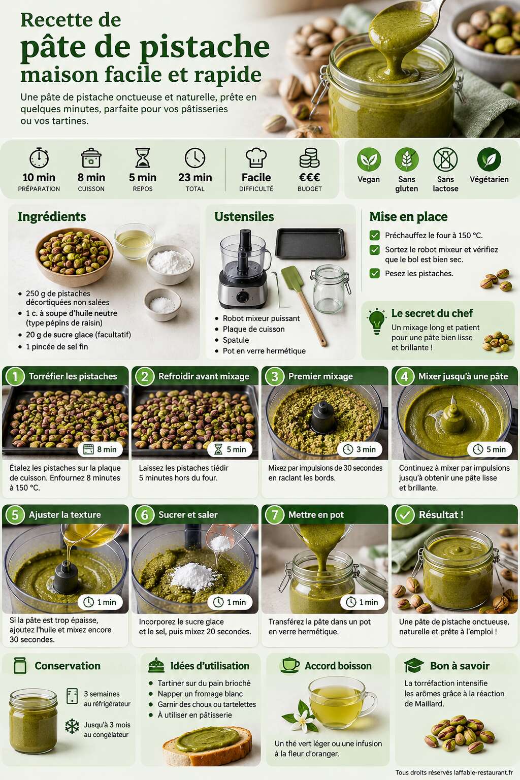 Fiche recette Recette de pâte de pistache maison facile et rapide Fiche recette Recette de pâte de pistache maison facile et rapide