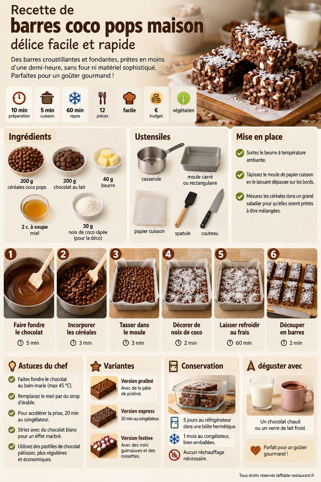 Fiche recette Recette de barres coco pops maison : d&eacute;lice facile et rapide