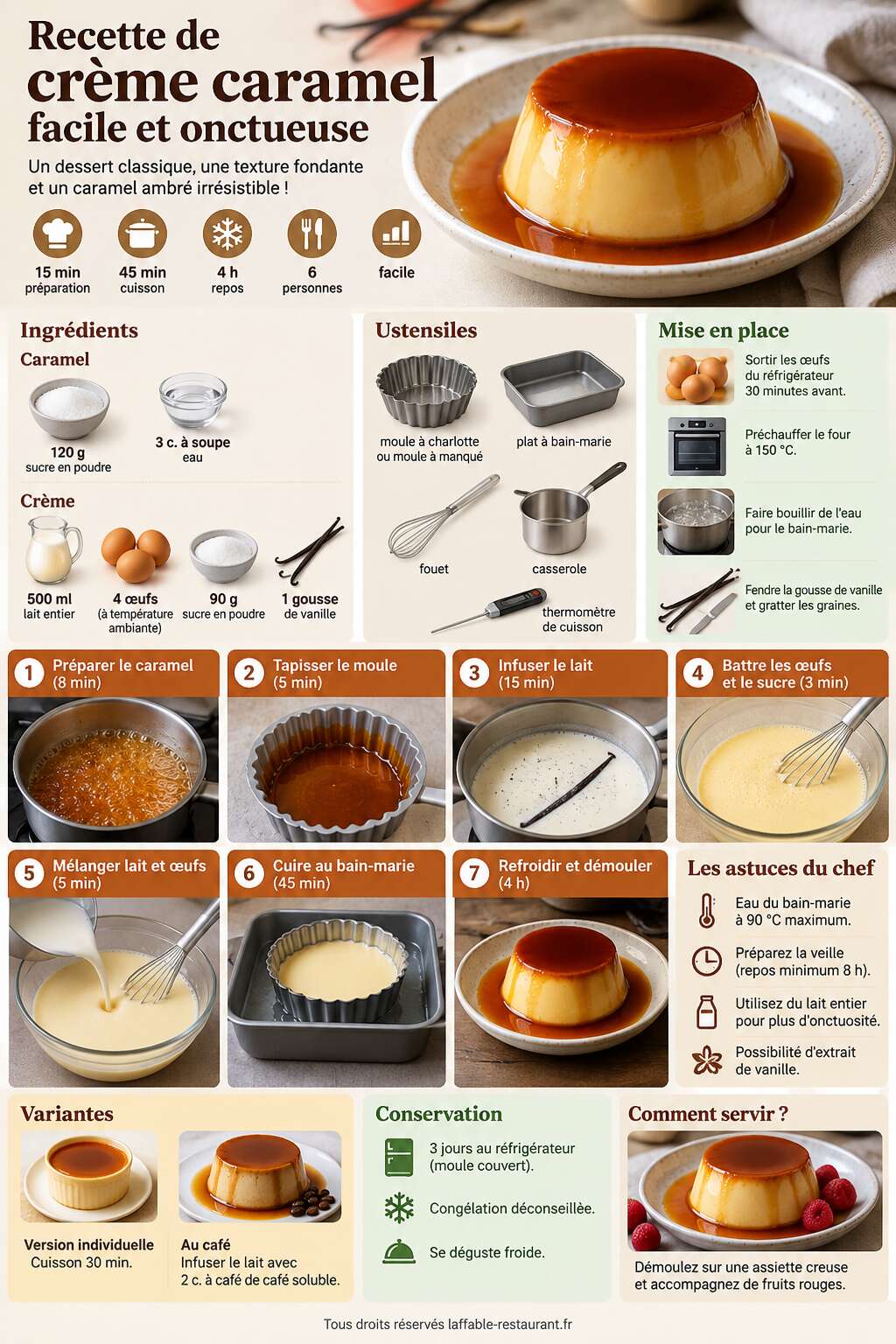 Fiche recette Recette de crème caramel facile et onctueuse Fiche recette Recette de crème caramel facile et onctueuse
