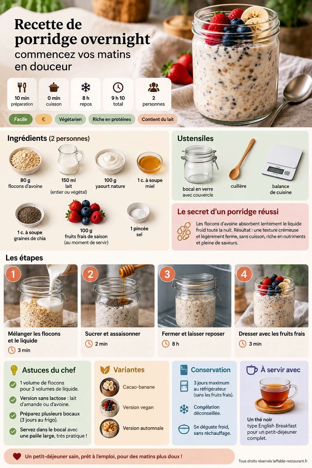 Fiche recette Recette de porridge overnight : commencez vos matins en douceur