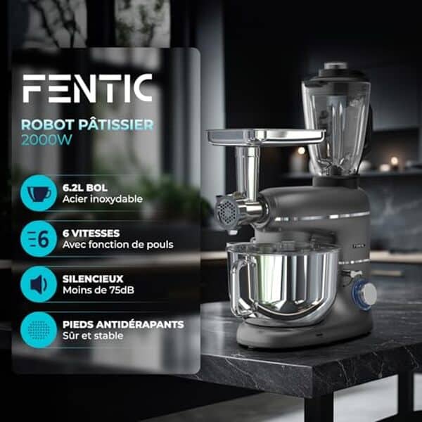 Découvrez notre test détaillé du robot pâtissier Fentic 6 en 1 : puissance, performance et polyvalence pour tous vos desserts et pâtisseries. 